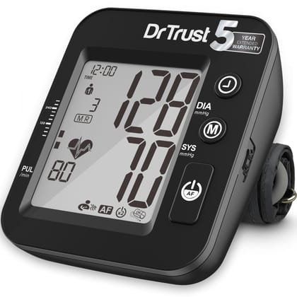 Dr Trust USA IntelliTrack Blood Pressure Monitor 131 for Atrial Fibrillation Detection & Stroke Prevention, USB Compatible & Powered By 4 AAA Batteries BP Machine with Afib, MDI Technology (Black)
