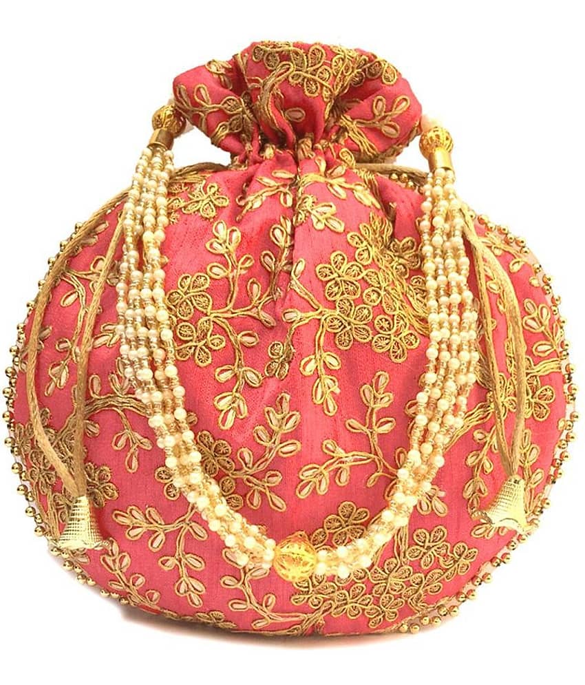 Bulbul Pink Silk Potli