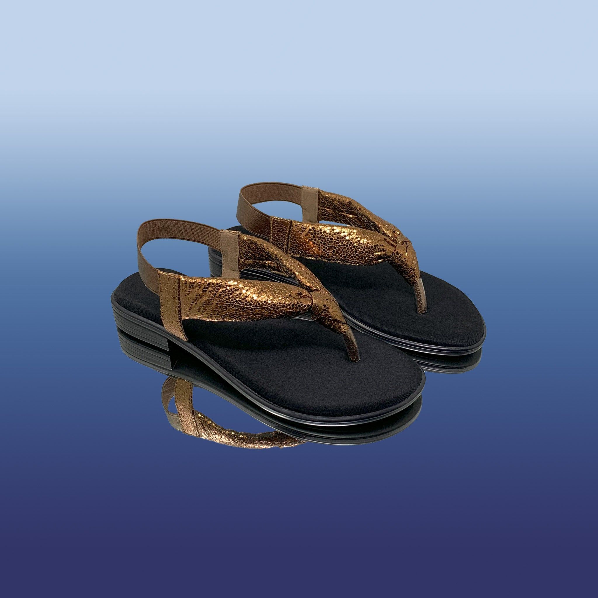 Bronze Metallic Knot Sandals-Bronze / 36