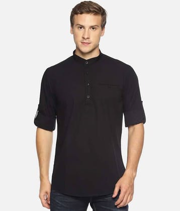 Springberry - Shirt Style 100 percent Cotton Black Men's Kurta ( Pack of 1 )