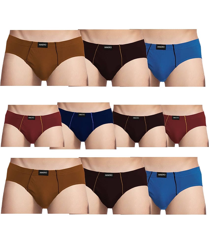INNERO Pack of 10 Cotton Briefs For Men's ( Multicolor )