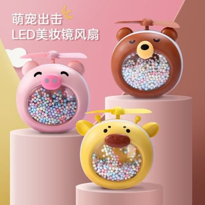 Kawaii LED Mirror Fan | Makeup LED mirror fan (1pc) | Cable Operated-Green