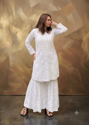 Lucknowi Chikankari Gharara Set