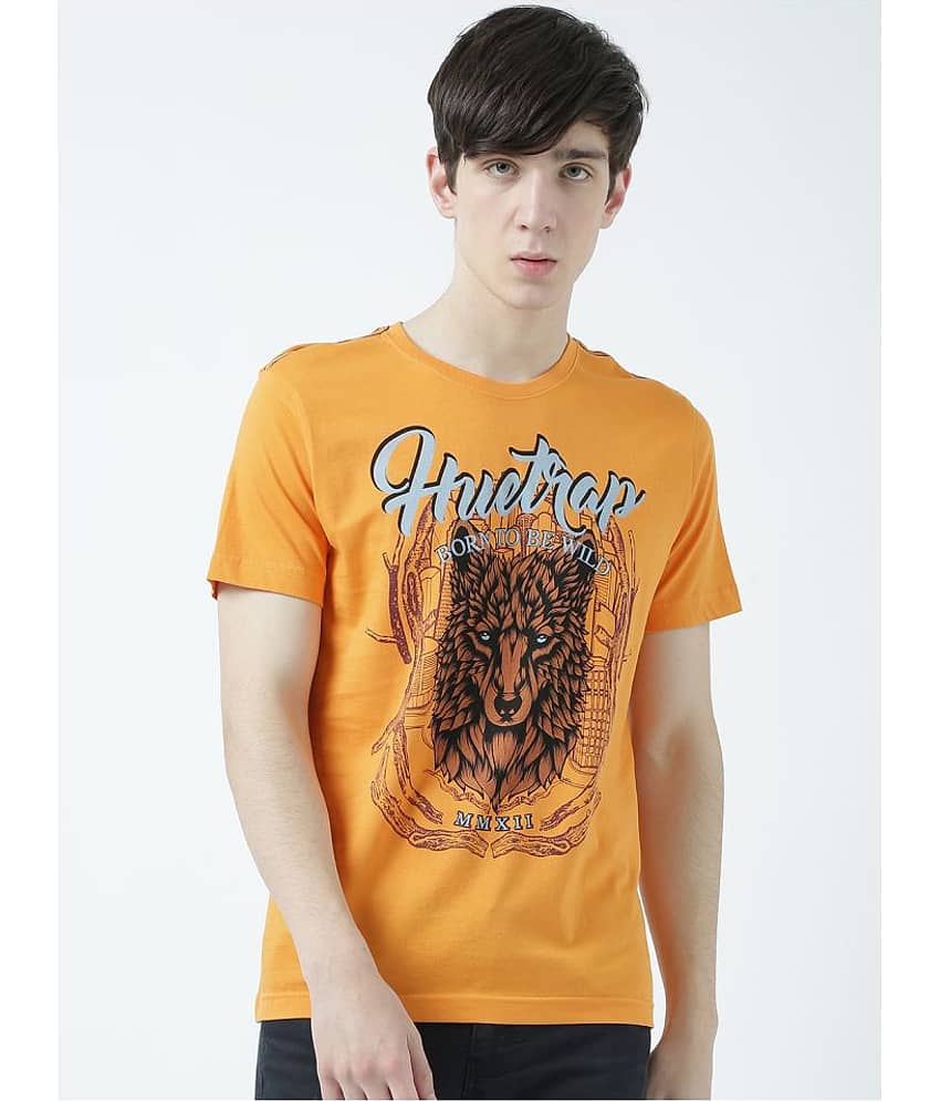 Huetrap Pack of 1 Cotton Regular Fit Men's T-Shirt ( Orange )