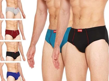 VIP Frenchie Plus Mens Cotton Briefs, Ultra-Soft, All-Day Comfort Fit, Assorted Colours - Pack of 6 - 80