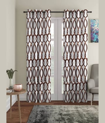 Cortina - Geometric Printed Room Darkening Eyelet Curtain-5 Ft-pack of 2