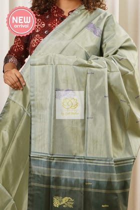 Handwoven Banana Pith Silk Saree With Blouse Piece