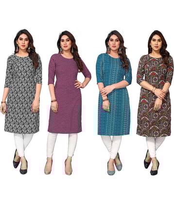 KETAKI FASHION Crepe Printed Straight Women's Kurti - Multicolor4 ( Pack of 4 )