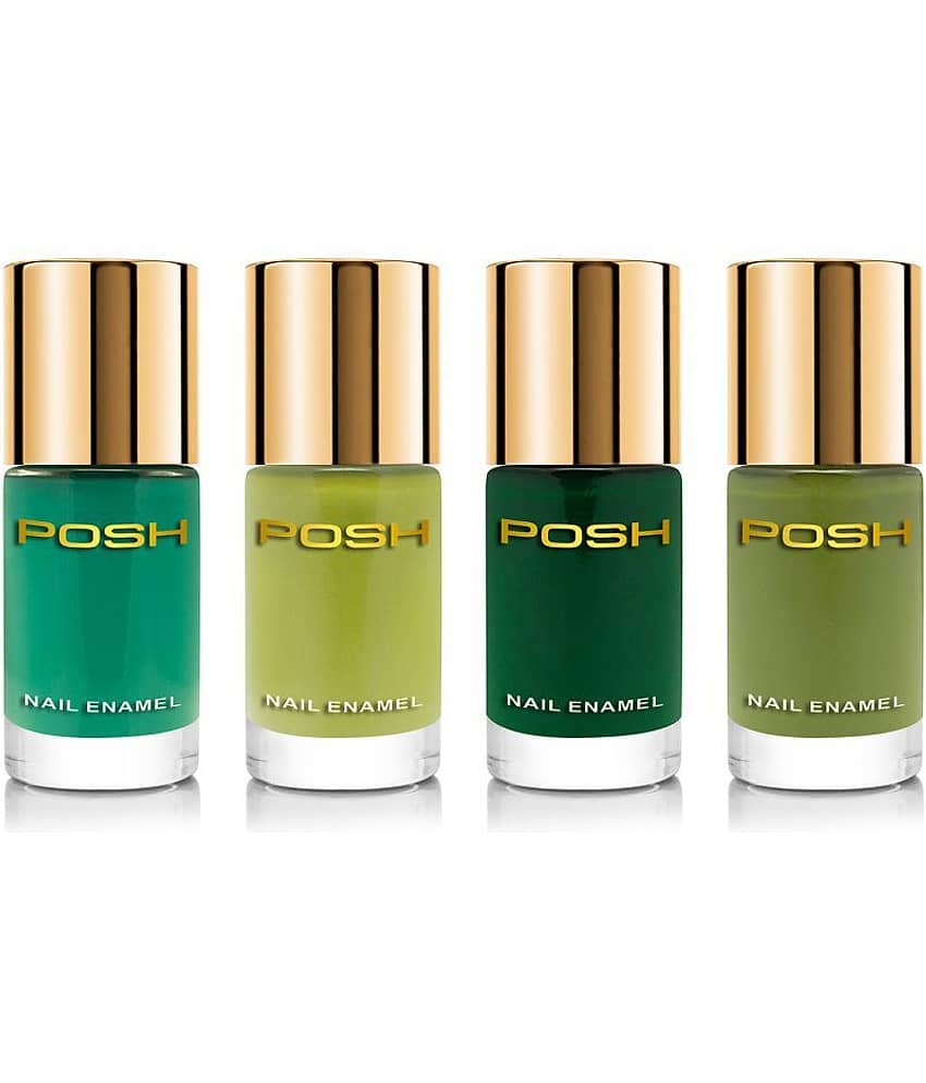 Posh - Green Glossy Nail Polish ( Pack of 4 )