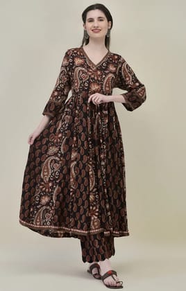 Paisley Dark Brown Anarkali Set
