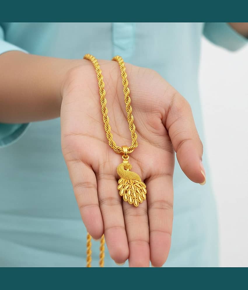 Charms Gold Religious Pendant With Chain ( Pack of 1 )