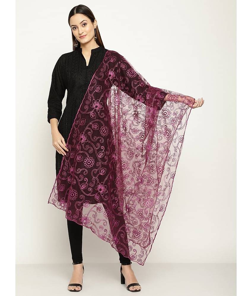 Queenley - Purple Net Women's Dupatta - ( Pack of 1 )