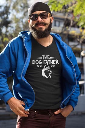 V Neck T-Shirt (Men) - Classy Dogfather (3 Colours)