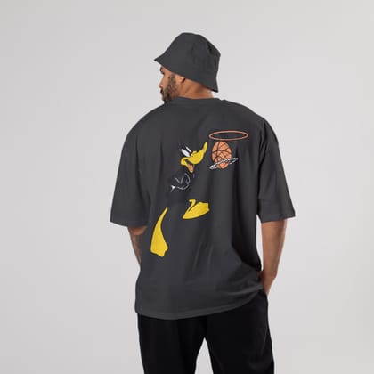 Colorful DAFFY Oversized T-Shirts: Black: Sleek Monochrome Edge-S / Cotton / Black