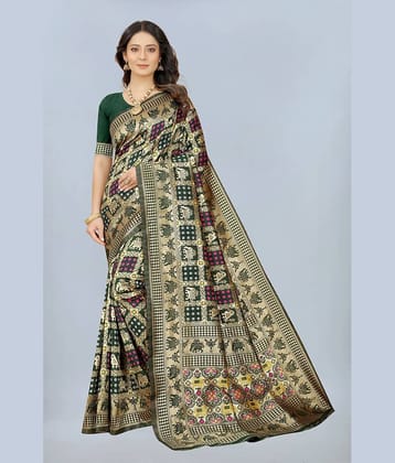 NENCY FASHION Banarasi Silk Embellished Saree With Unstitched Blouse Piece ( Red )