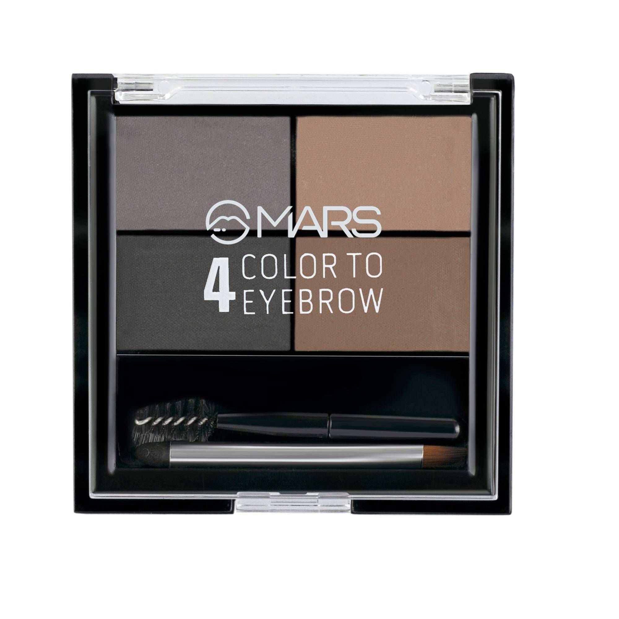 MARS 4 in 1 Eyebrow Powder Cake with Angled Eyebrow Brush and Spoolie 8g