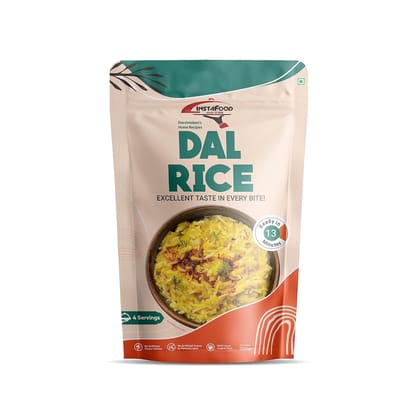 INSTAFOOD Dal Rice (Jain) | Ready to Eat Meal | Ready to Cook | 3-4 Servings | After Cooking Gets 1 kg to Serve | Zip Lock Packaging | Vegetarian Meal | Just Add Water And Cook, 200 gm