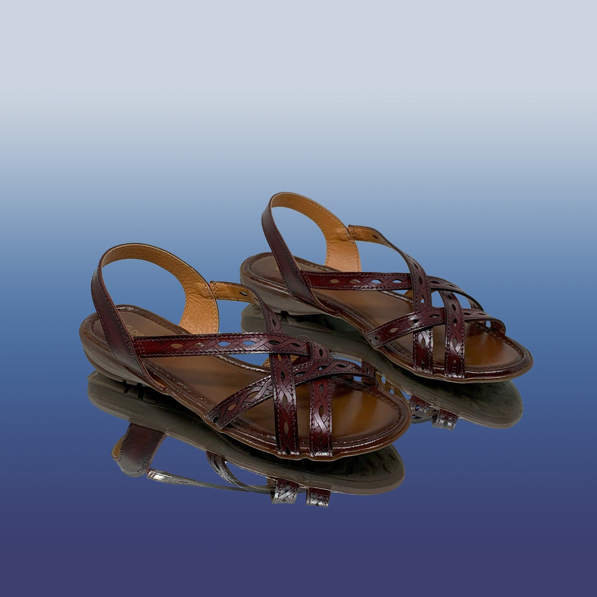 Maroon Slingback Sandals-Maroon / 36