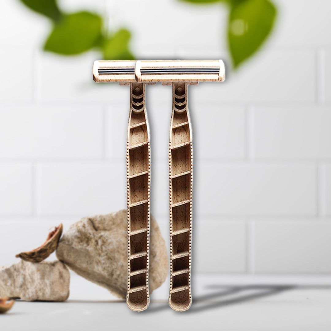 Bamboo Husk Razor for Men – Smooth Shaving with Ergonomic Grip-Pack of 2