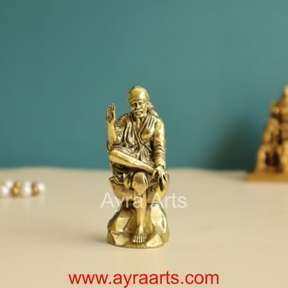 Premium Brass Shirdi Saibaba Idol - 3.2 Inch Height