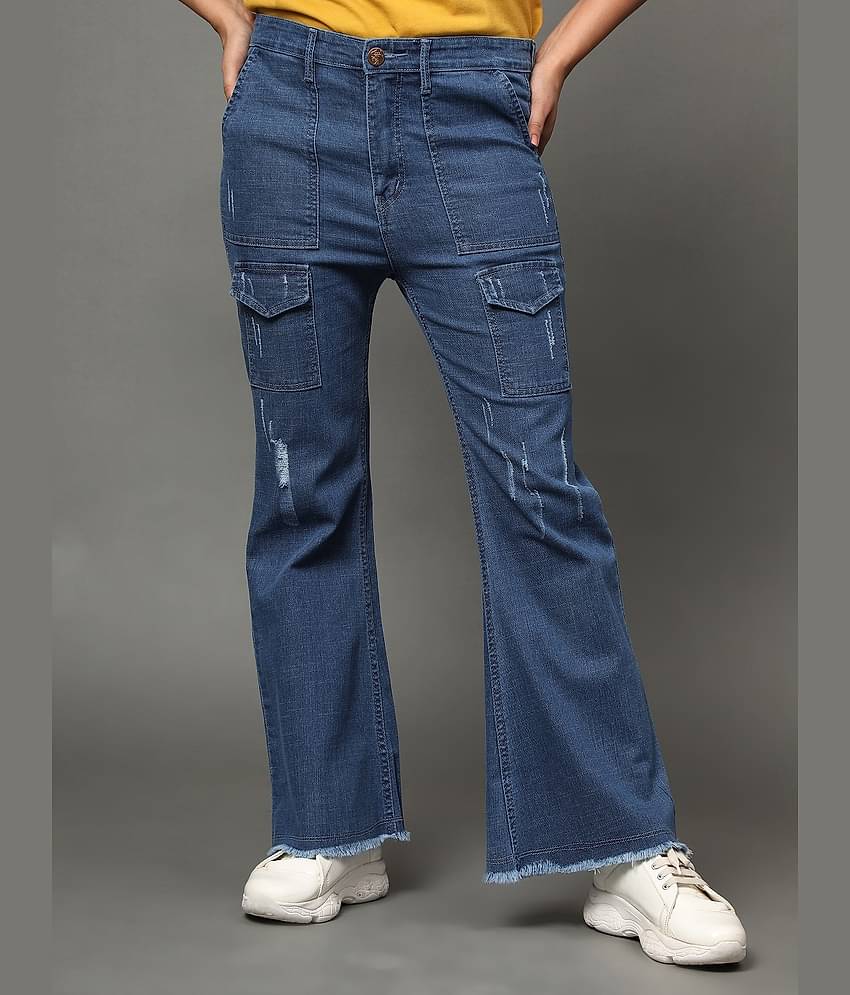 AngelFab - Blue Denim Bootcut Women's Casual Pants ( Pack of 1 )