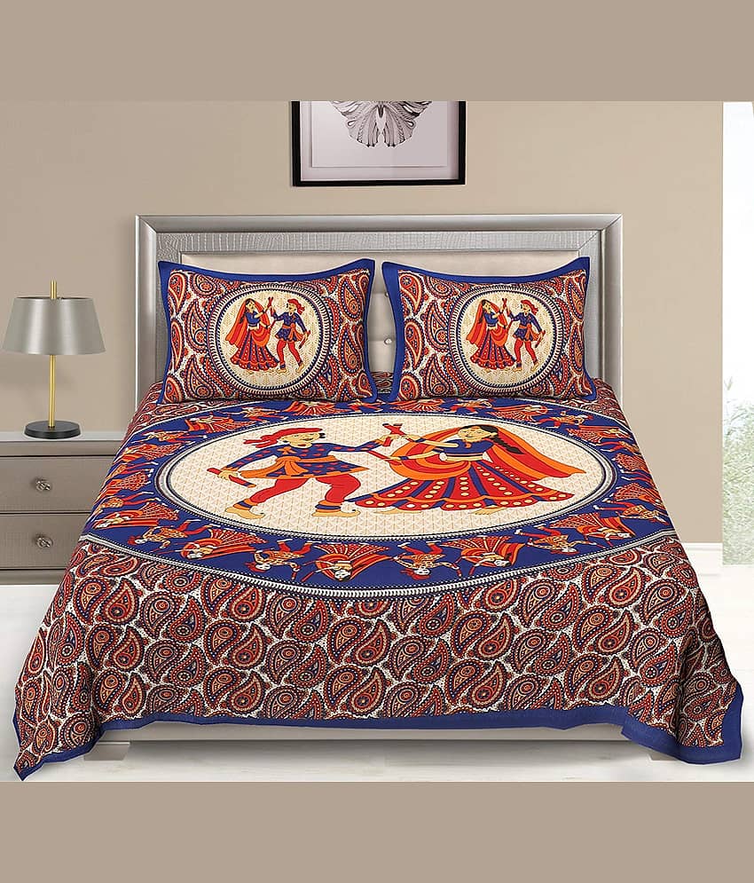 Uniqchoice Cotton Double Bedsheet ( Blue )