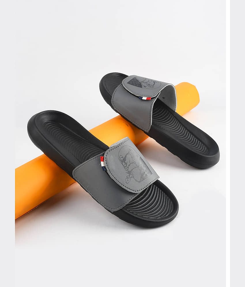 PERY PAO Grey Men's Slide Flip Flop