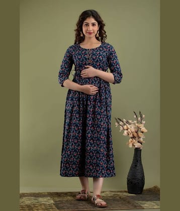 Nevisha Style Blue Cotton Maternity Kurta Single