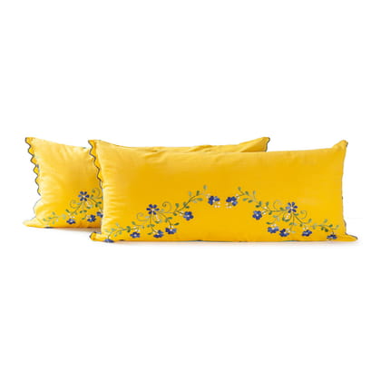 Embroidered Lumbar Cushion - Set of 2 - 14x34 SINGLE PC