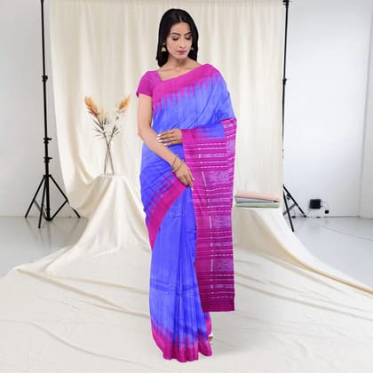 Temple Border Soft blue Tussar Silk Saree