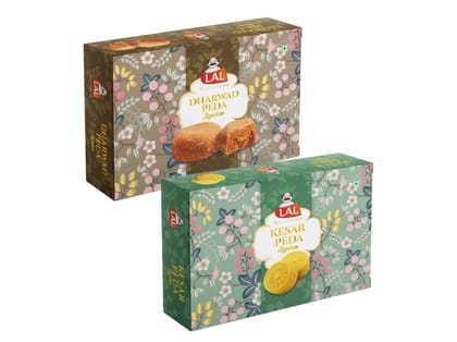 Lal Sweets Kesar Peda & Dharwad Peda Combo Pack 200g Each - 400g