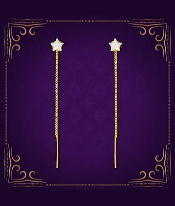 LUV FASHION Golden Drop Earrings ( Pack of 1 )