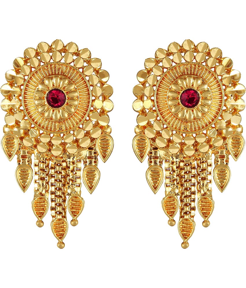 VIVASTRI Golden Stud Earrings ( Pack of 1 )