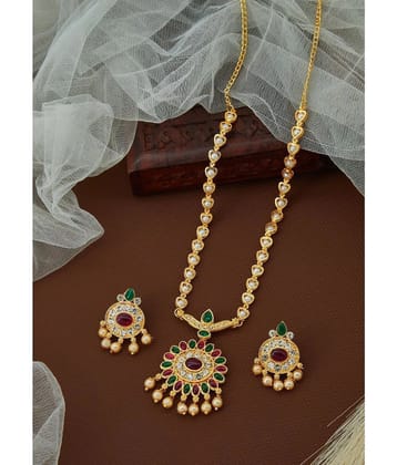 ROFARWORD Gold Brass Necklace Set ( Pack of 1 ) - Gold