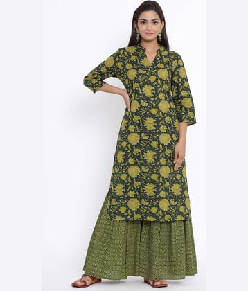 miravan Cotton Kurti With Sharara And Gharara - Stitched Suit