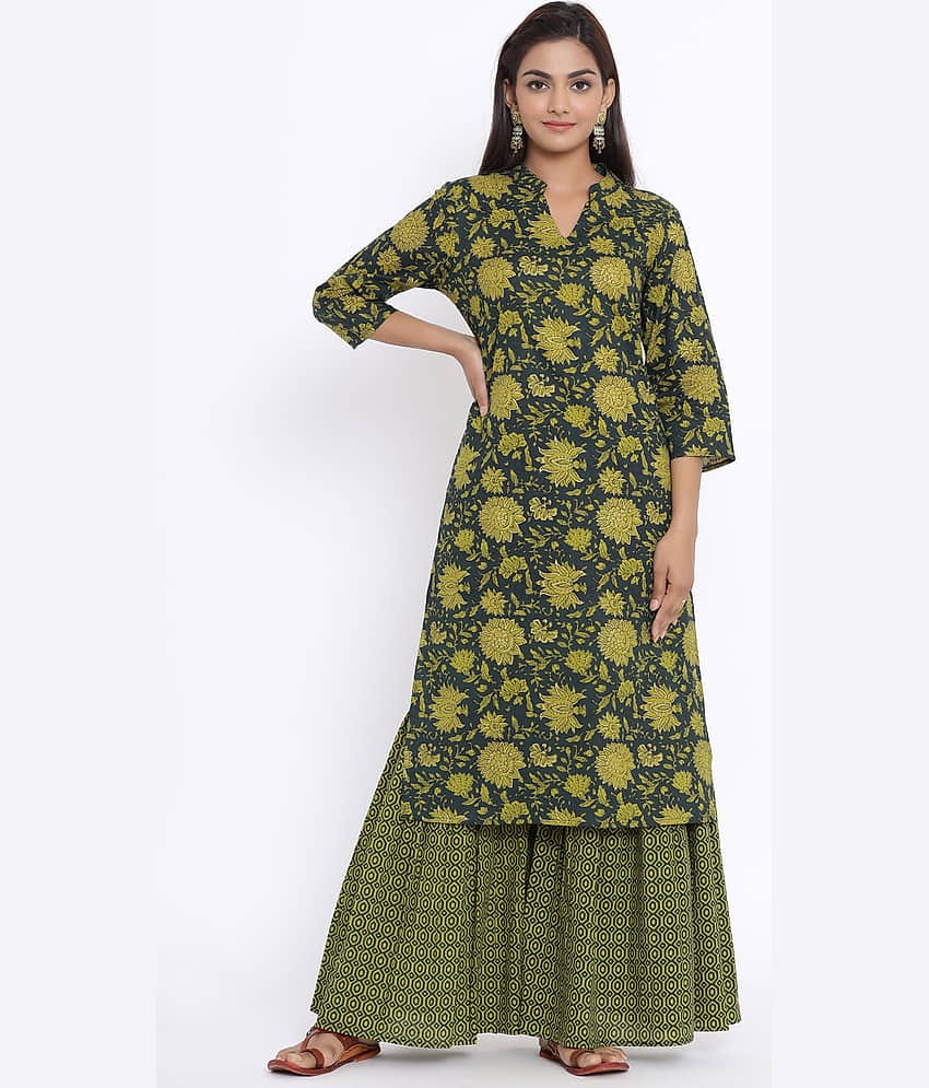 miravan Cotton Kurti With Sharara And Gharara - Stitched Suit