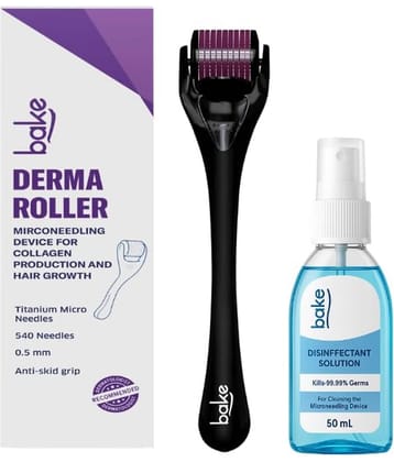 BAKE Derma Roller 0.5mm for Hair Growth, Beard Growth & Acne Marks with 540 Titanium Alloy Needles