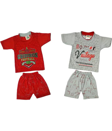 Paryag Pack of 2 Boys Cotton Blend T-Shirt & Shorts Set ( Multicolor )
