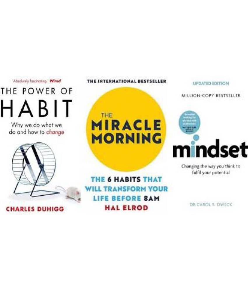 Combo 3 Self-Help Book: The Miracle Morning, The Power Of Habit, Mindset Paperback