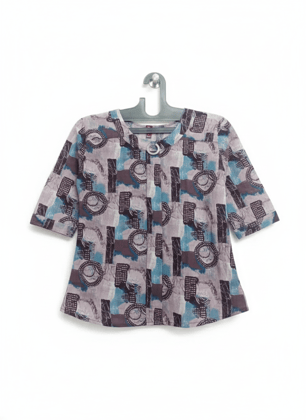 99ladies Store Printed Three Fourth Sleeve Round Neck Women Top