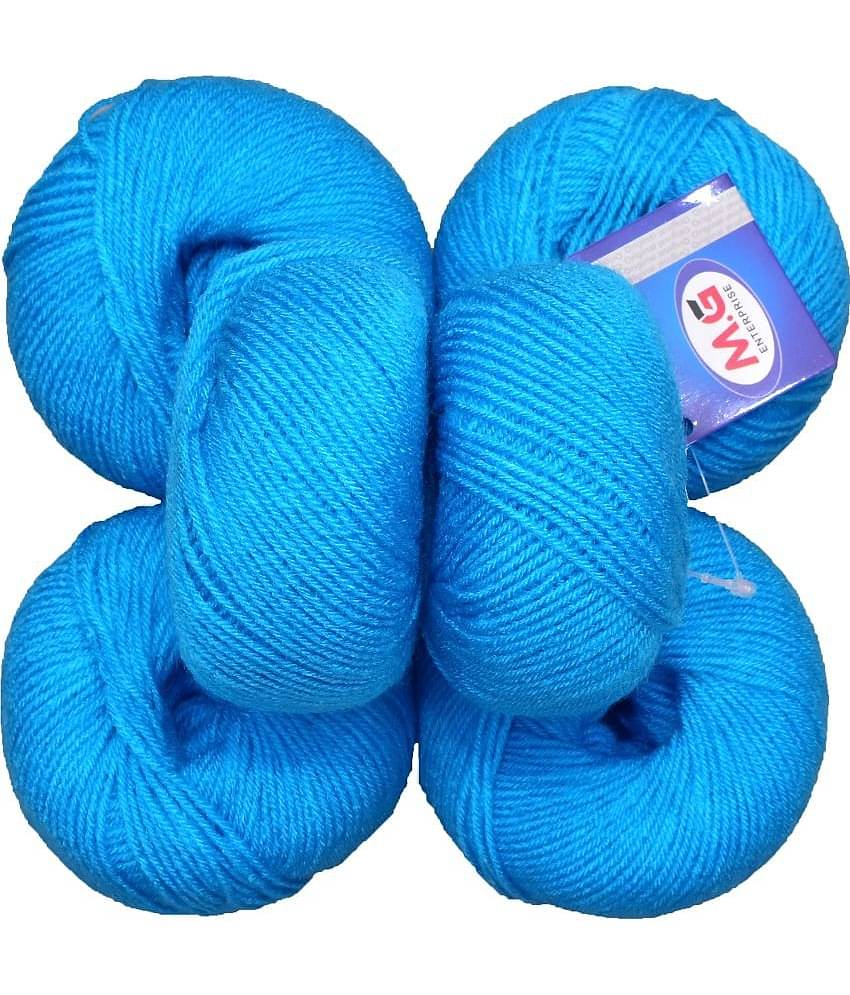 100% Acrylic Wool Azure (6 pc) Baby Soft Wool Ball Hand Knitting Wool/Art Craft Soft Fingering Crochet Hook Yarn, Needle Knitting Yarn Thread Dyed
