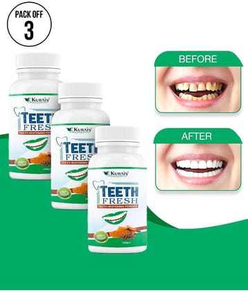KURAIY Pearl Teeth Whitening Powder Teeth Brightening Oral Remove Plaque Stains 100g Pack of 3