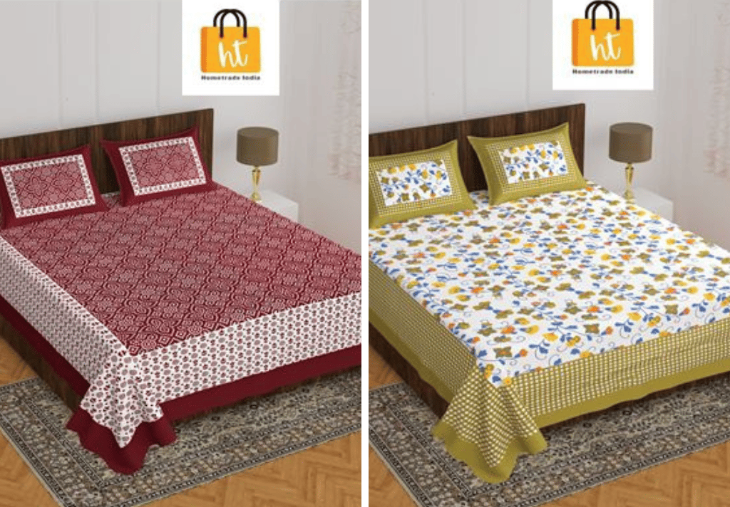 2201-Hometrade India- Standard Double Size (90*100 in )-Combo Double Bedsheet