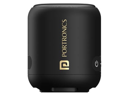 Portronics SoundDrum 1 12W TWS Portable Bluetooth Speaker with Powerful Bass, Bluetooth 5.3V, 360 Surround Sound, USB Drive in, Type C Fast Charging - Black