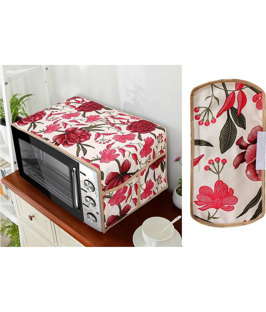 E-Retailer Set of 2 Polyester Red Microwave Oven Cover -
