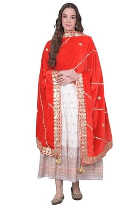 Women's Velvet Gotta Patti Dupatta (Red)-PID46982
