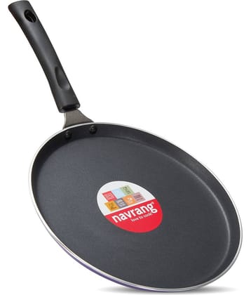 Navrang Non Stick Aluminium Dosa Tawa/Flat Tawa Heavy Bottom Bakelite Handle 3 mm Thickness 26 cm Diameter
