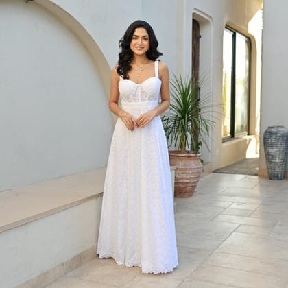 Freesia Flow Long Dress-XS