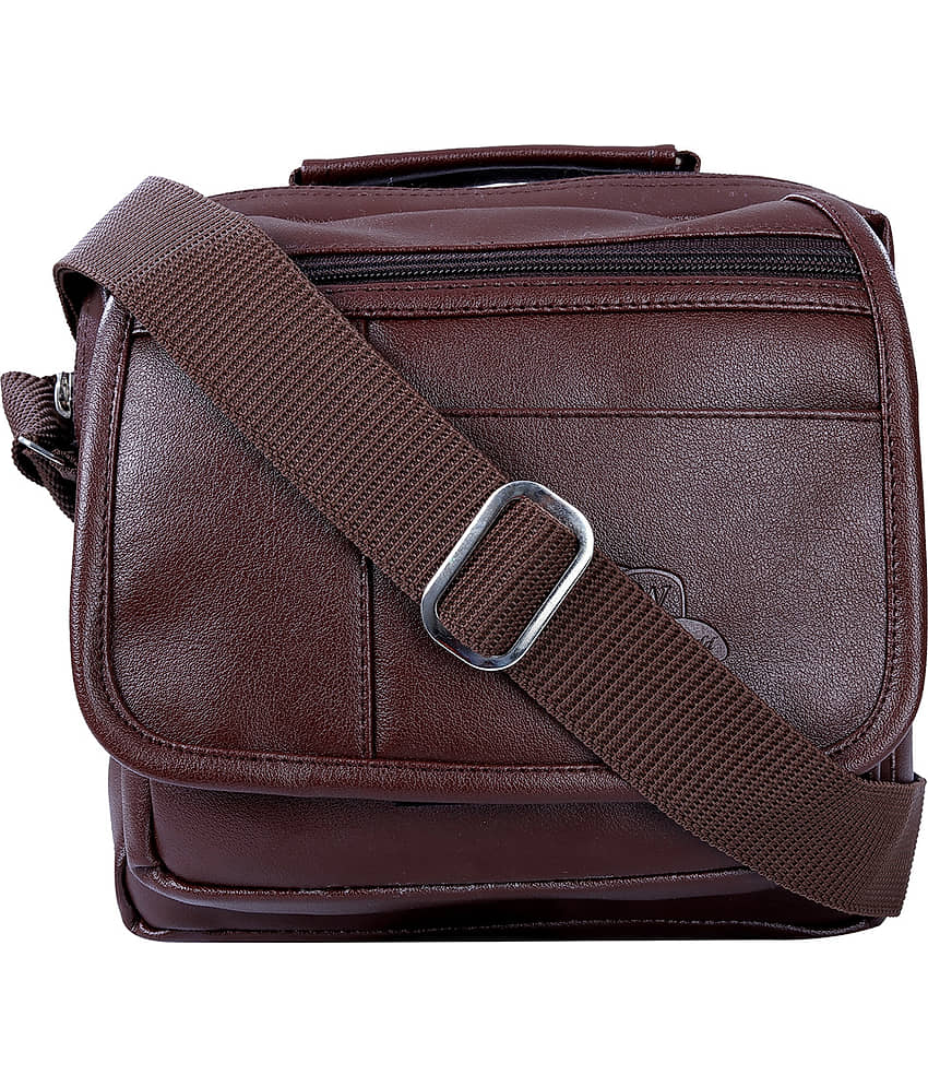 Leather World - Brown Solid Messenger Bags