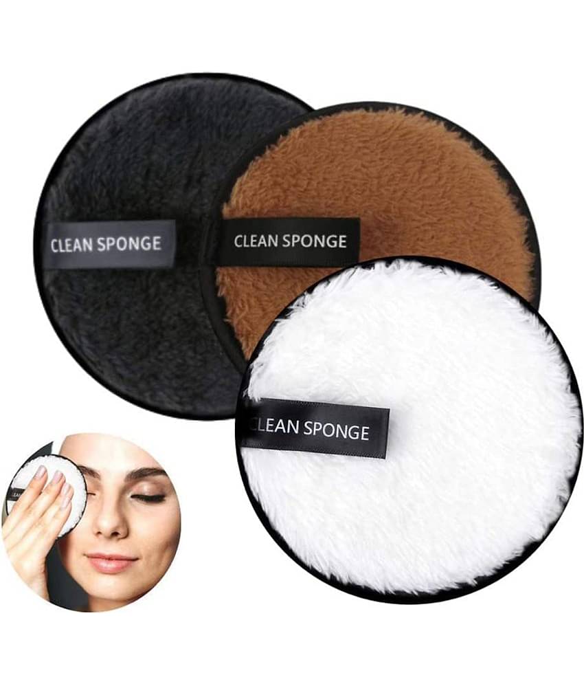 Lenon Makeup Cleanser Puff Multicolor Sponge 30 g Pack of 3
